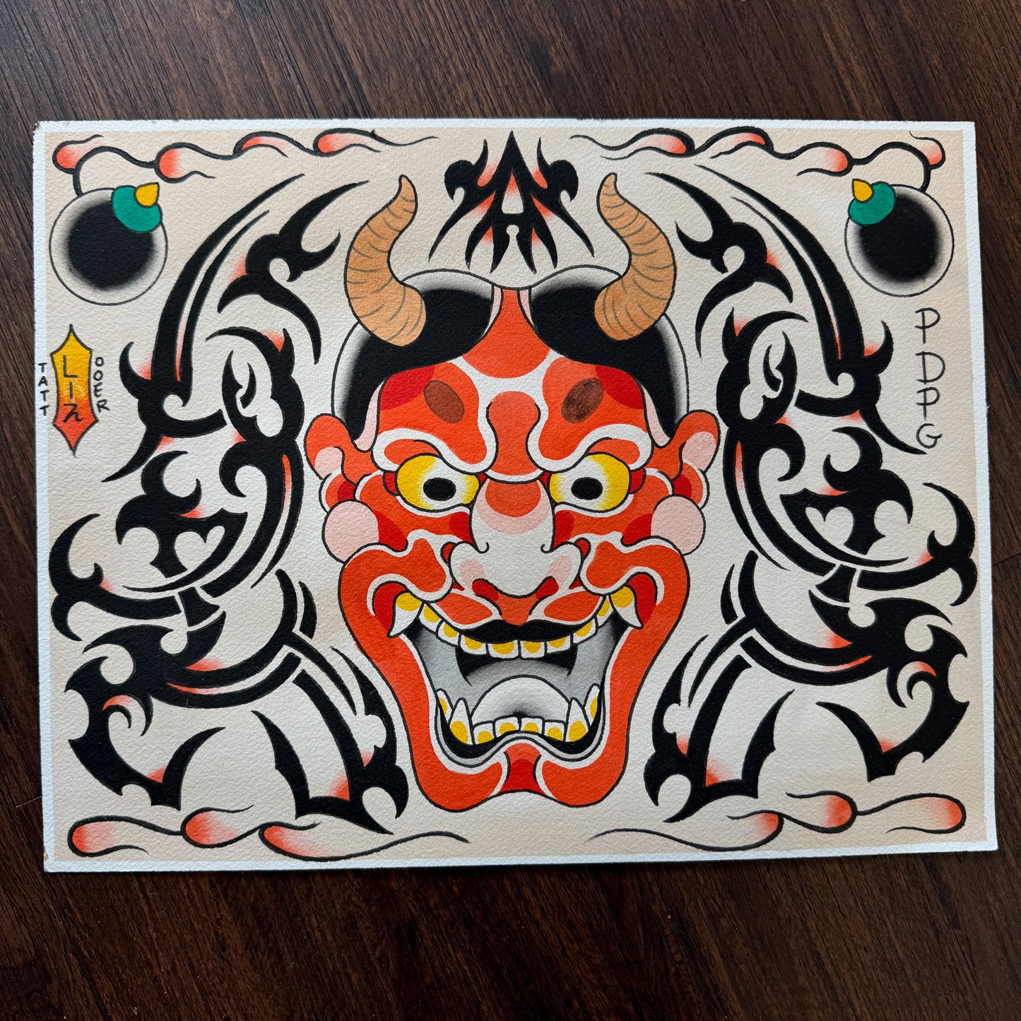 Hannya Tribal Flash Print