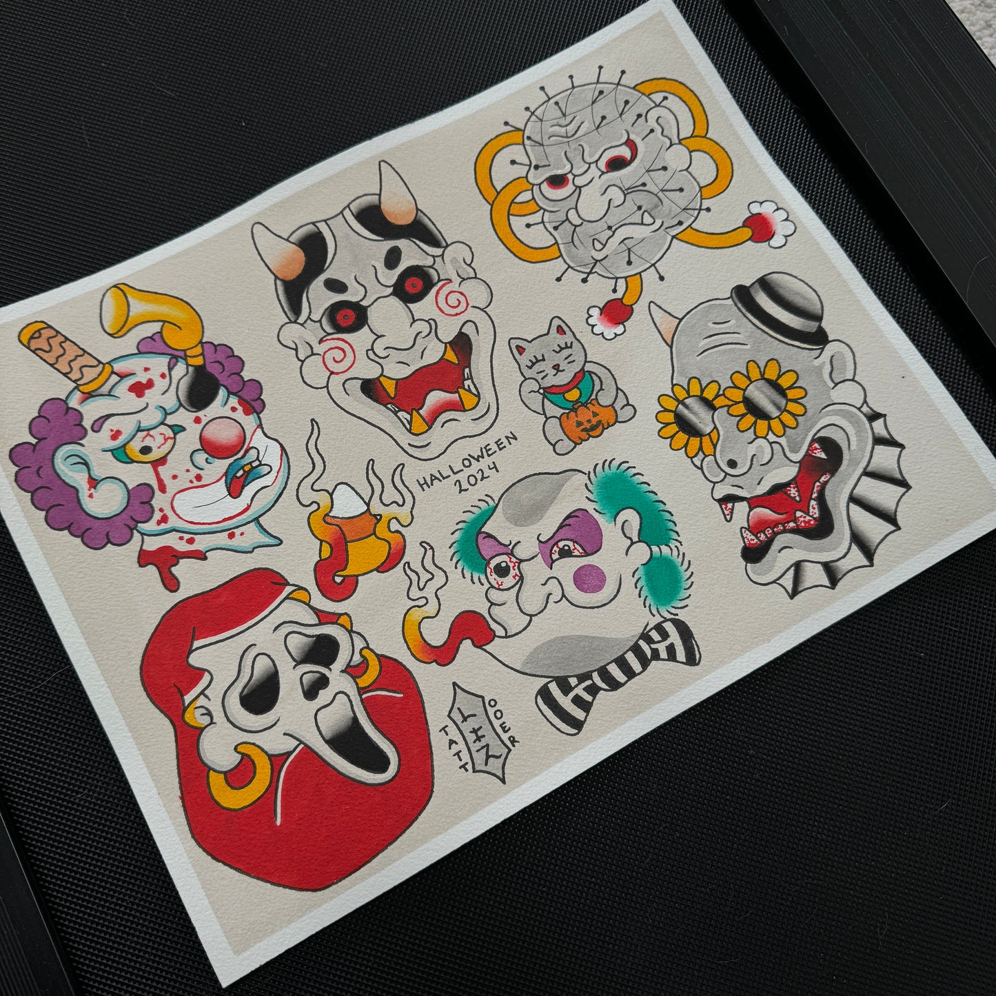 Irezumi Halloween Tattoo Flash Sheet - Print