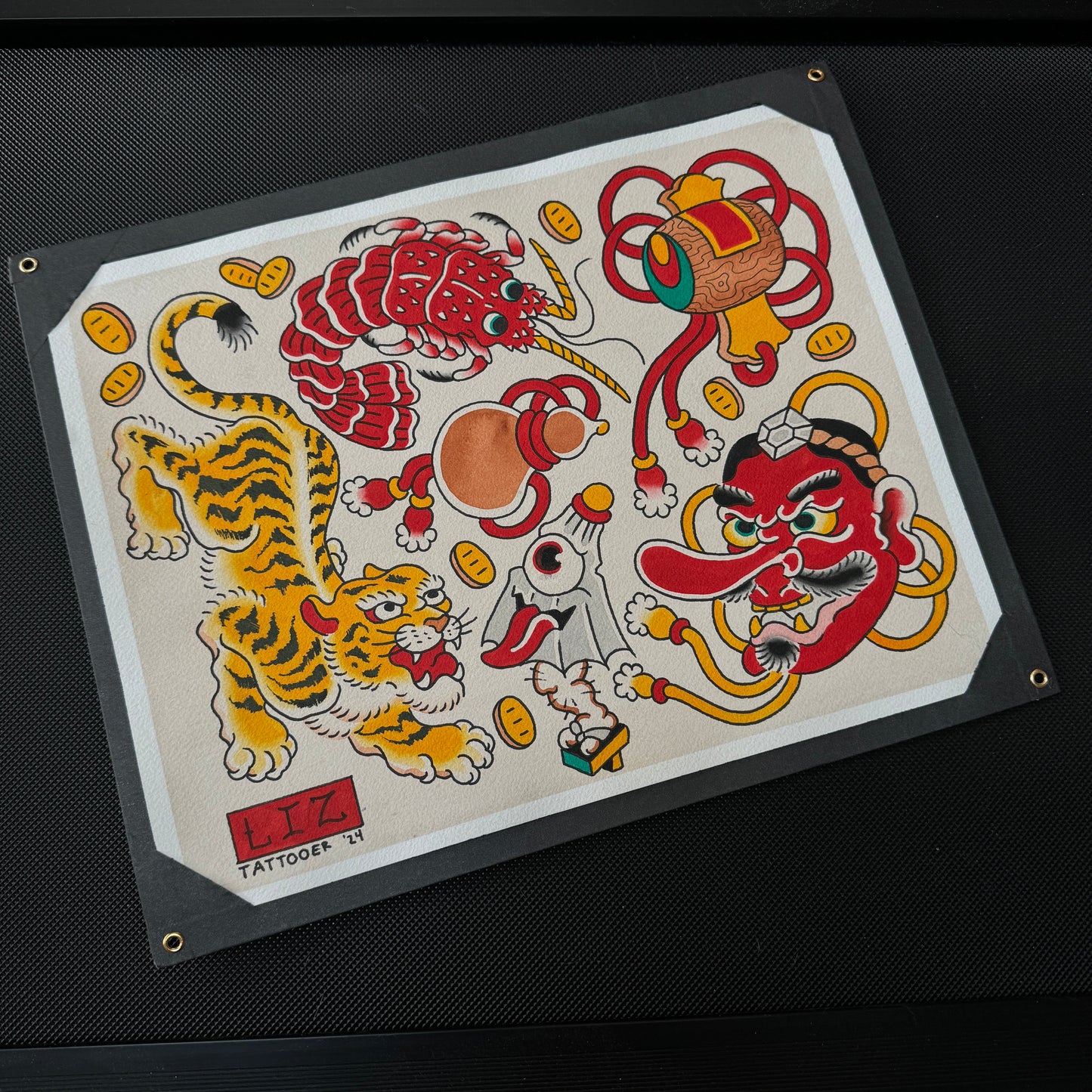Tiger & Tengu Tattoo Flash Sheet - Print