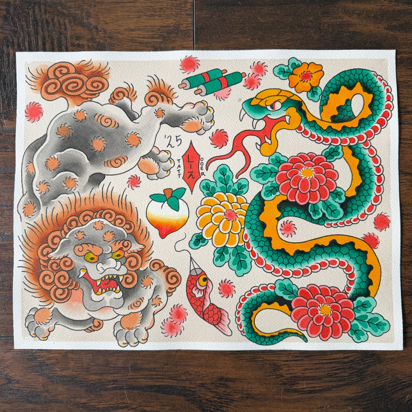 PRINT - Fu Dog and Snake Flash Sheet
