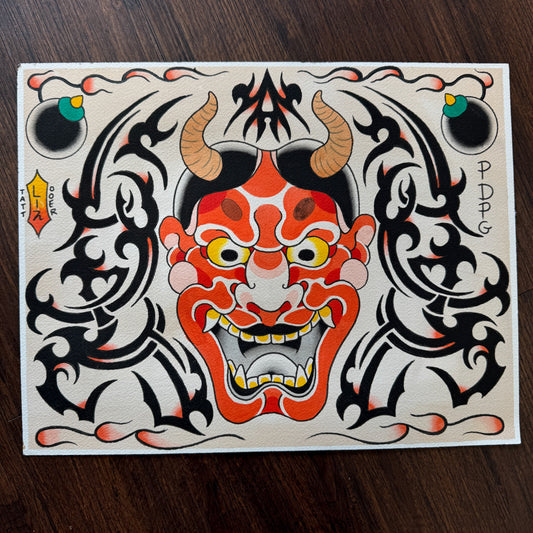 Hannya Tribal Flash Print