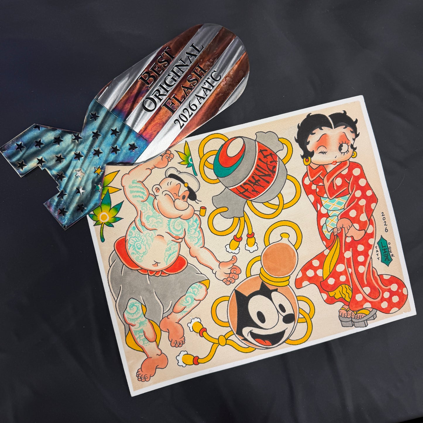 PRINT - Popeye and Betty Boop Japanese Tattoo Flash Sheet